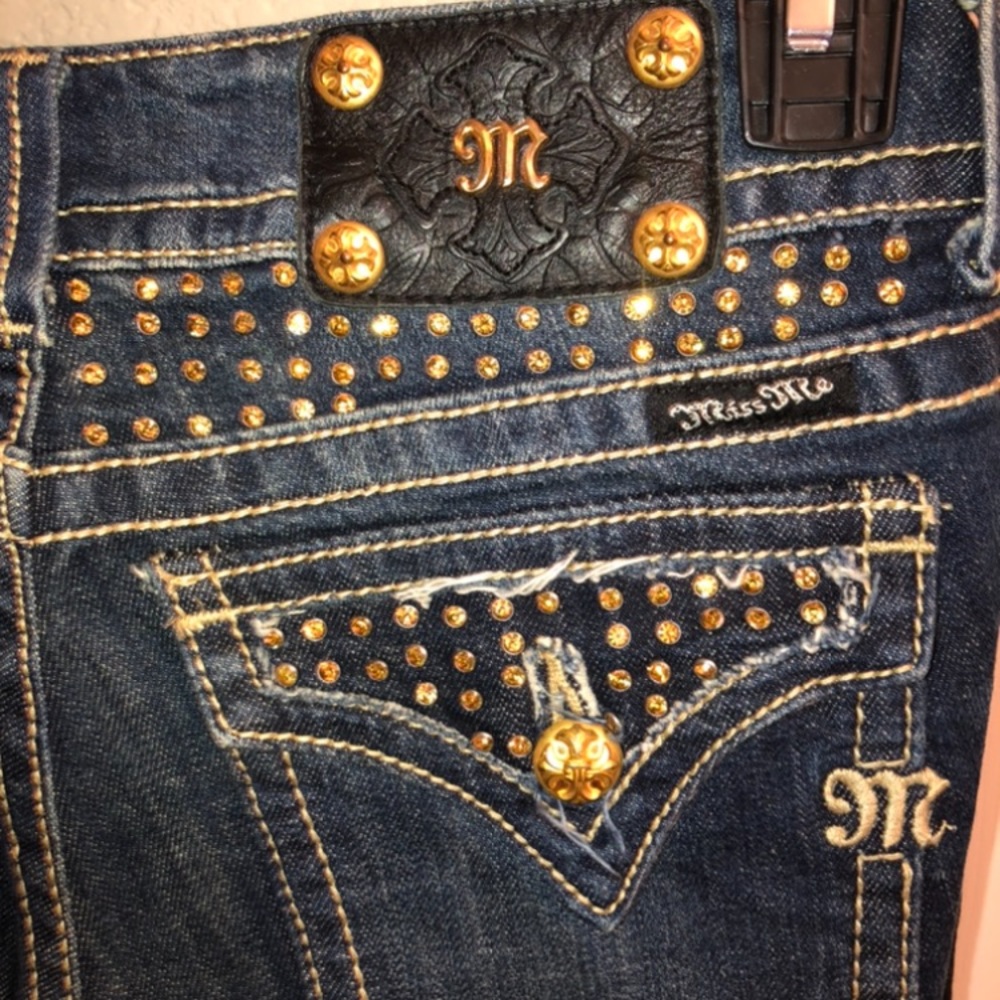 Miss Me Gold Rhinestone Jeans